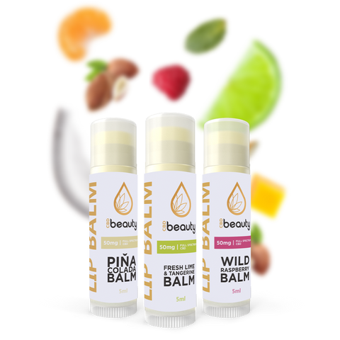 CBD beauty - Hojivý balzám na rty - malina, piňa colada, limetka & mandarinka